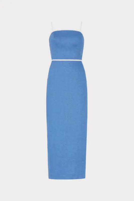 Amara Linen Contrast Midi Dress made by Milly
