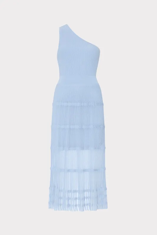 One Shoulder Sheer Knit Midi Dress sold by Milly