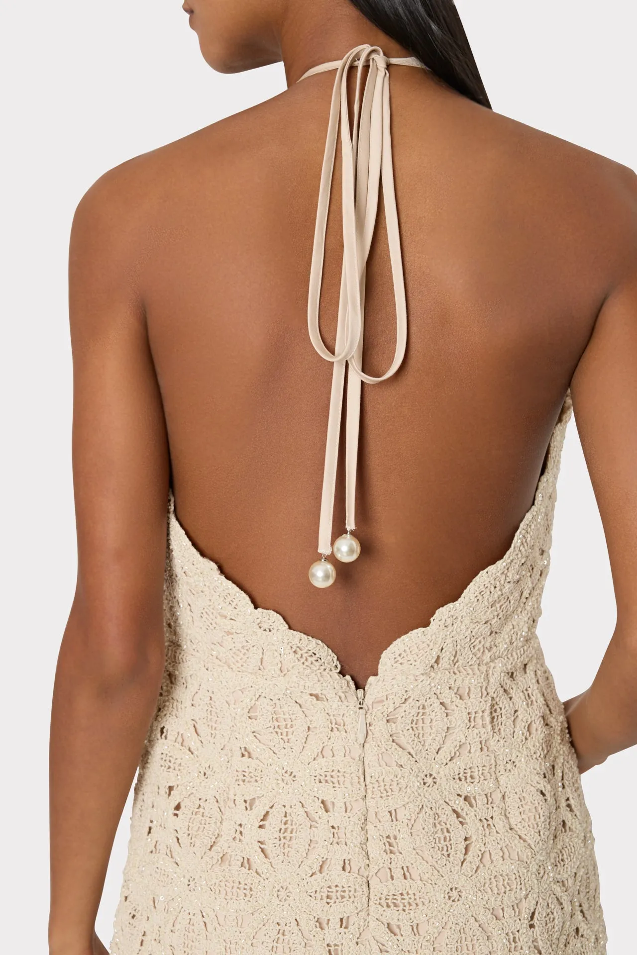 Celeste Beaded Crochet Halter Dress sold by Milly product image thumbnail 3