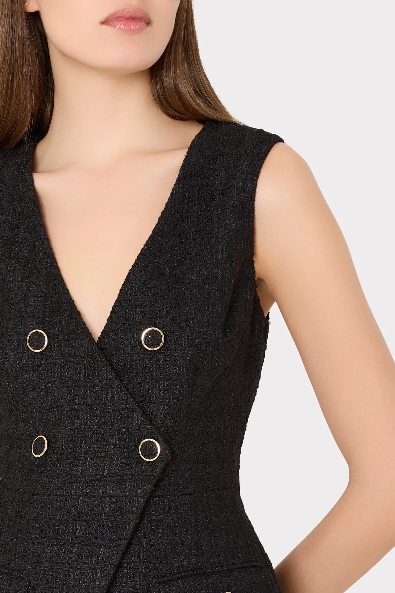 Boucle Mixed Media Mini Dress sold by Milly product image thumbnail 4