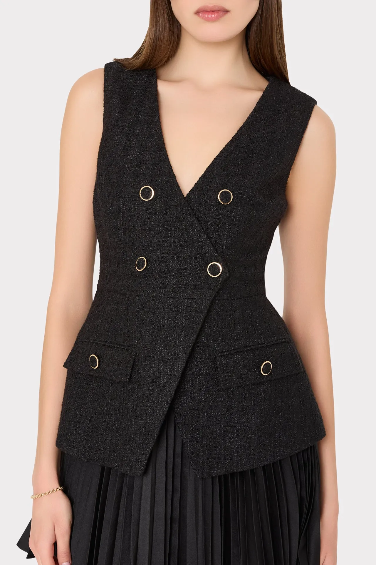 Boucle Mixed Media Mini Dress sold by Milly product image thumbnail 3