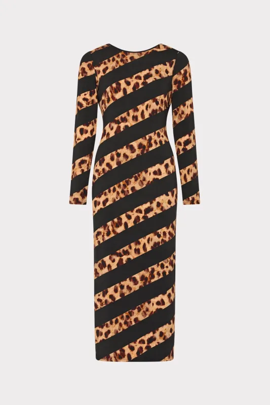 Leopard Stripe Jersey Midi Dress sold by Milly