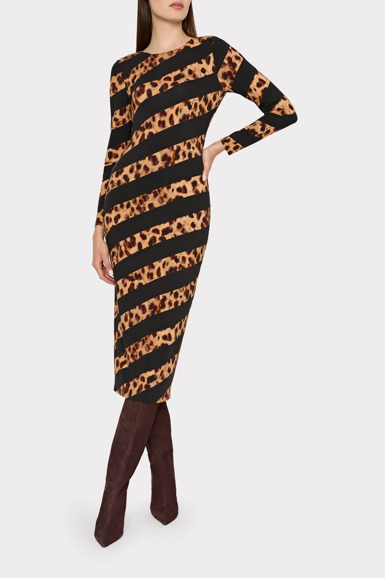 Leopard Stripe Jersey Midi Dress sold by Milly product image thumbnail 2