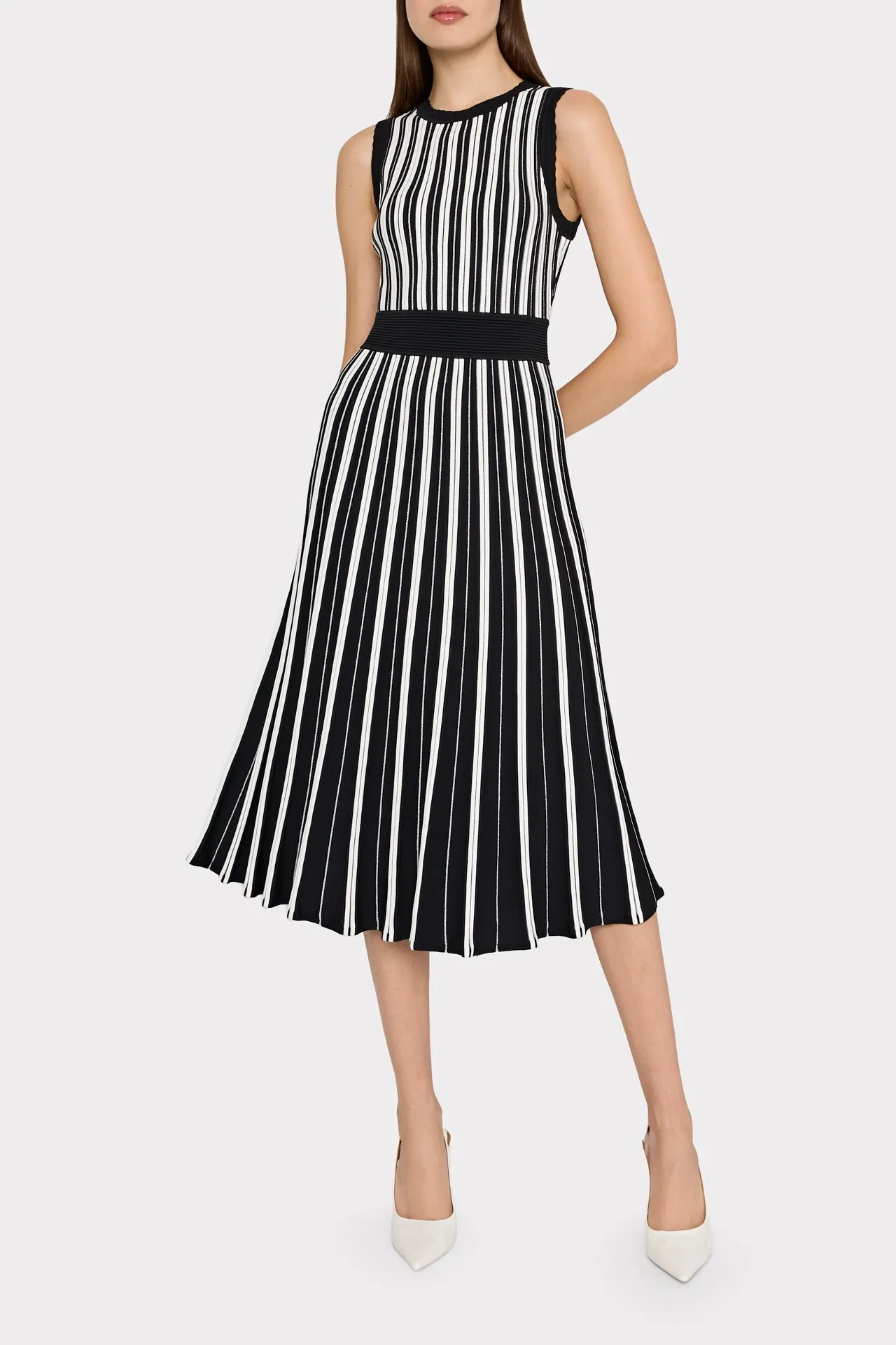 Sleeveless Pleated Midi Dress sold by Milly product image thumbnail 3