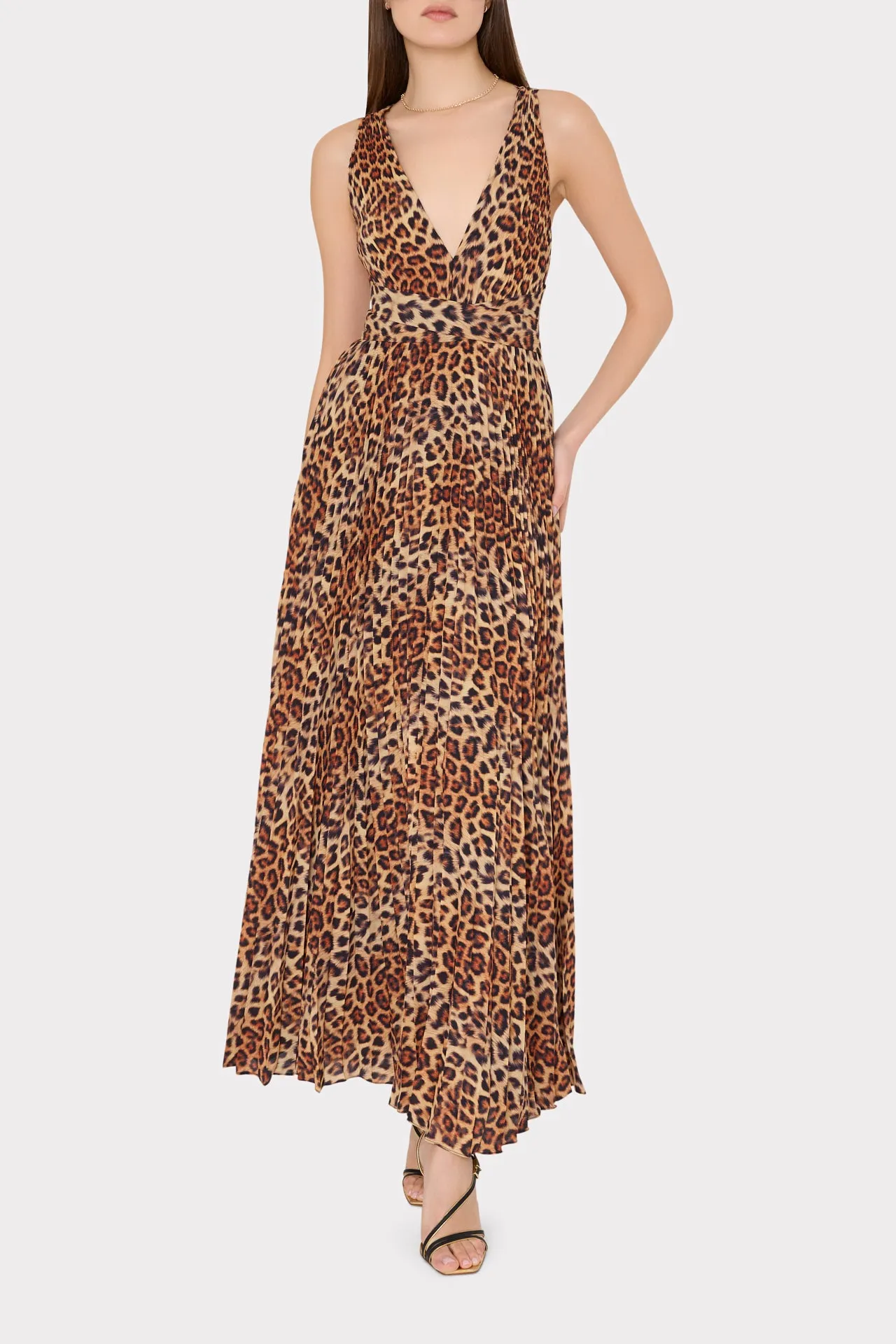 Oria Leopard Print Pleated Dress sold by Milly product image thumbnail 2