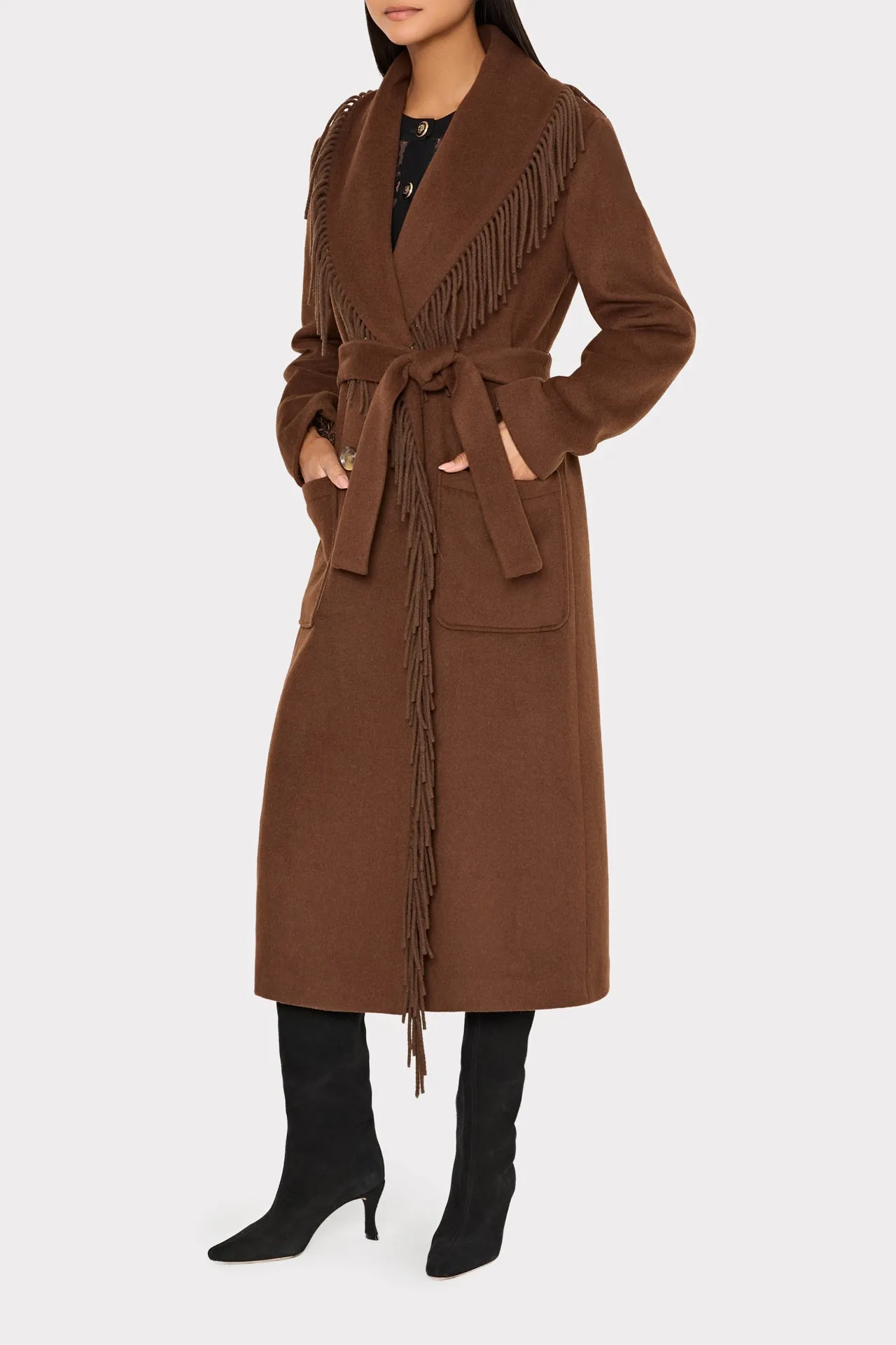 Wyatt Fringe Wool Overcoat sold by Milly product image thumbnail 4