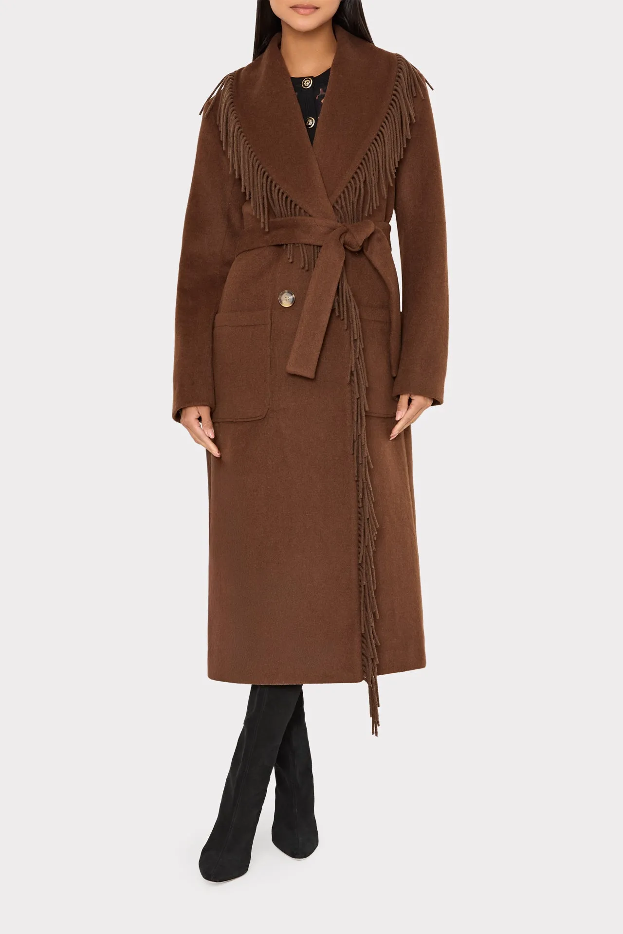 Wyatt Fringe Wool Overcoat sold by Milly product image thumbnail 2
