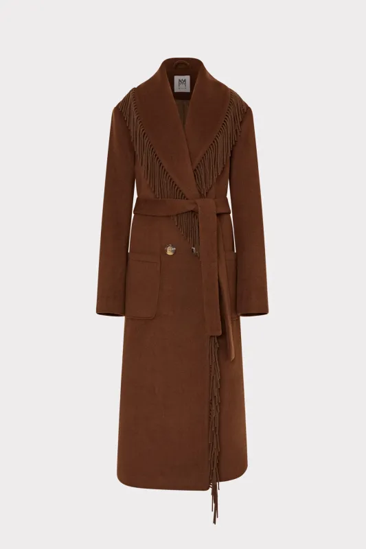 Wyatt Fringe Wool Overcoat sold by Milly