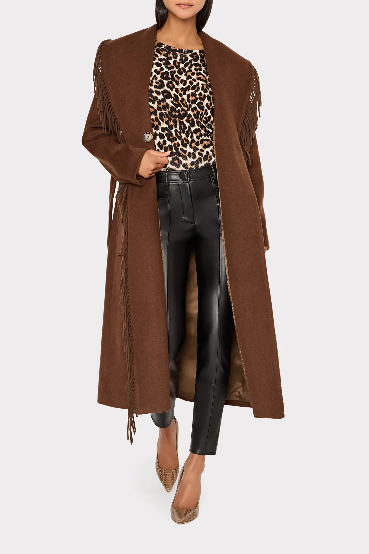 Wyatt Fringe Wool Overcoat sold by Milly product image thumbnail 3