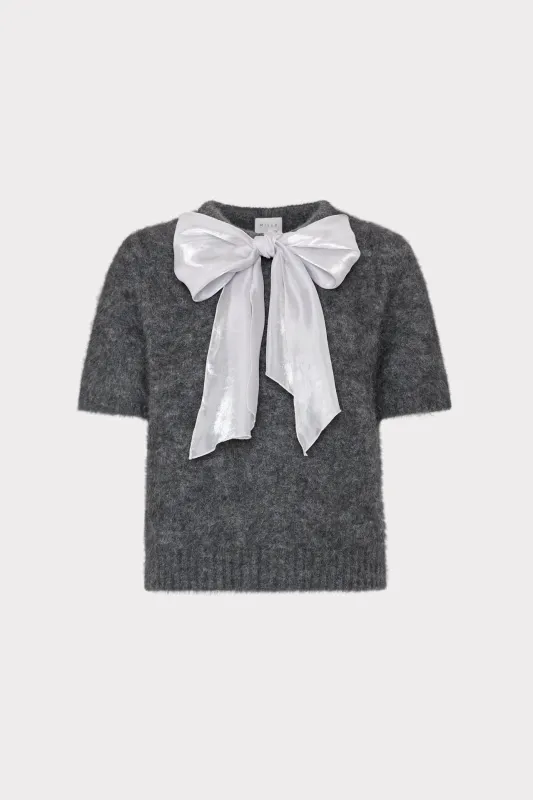 Bow Short Sleeve Sweater sold by Milly
