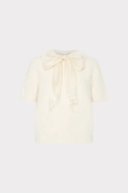 Bow Short Sleeve Sweater sold by Milly