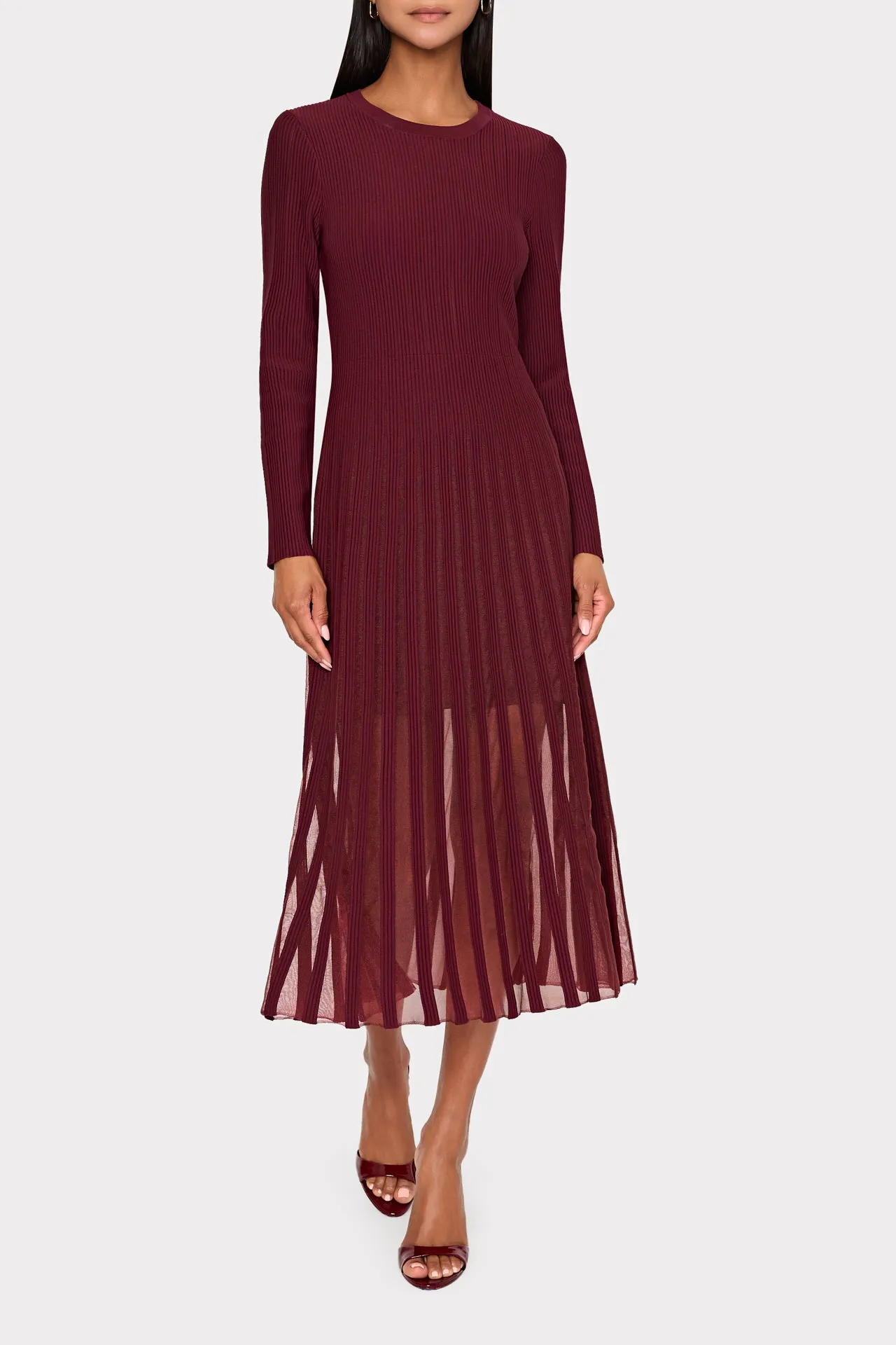 Sheer Knit Long Sleeve Midi Dress sold by Milly product image thumbnail 2