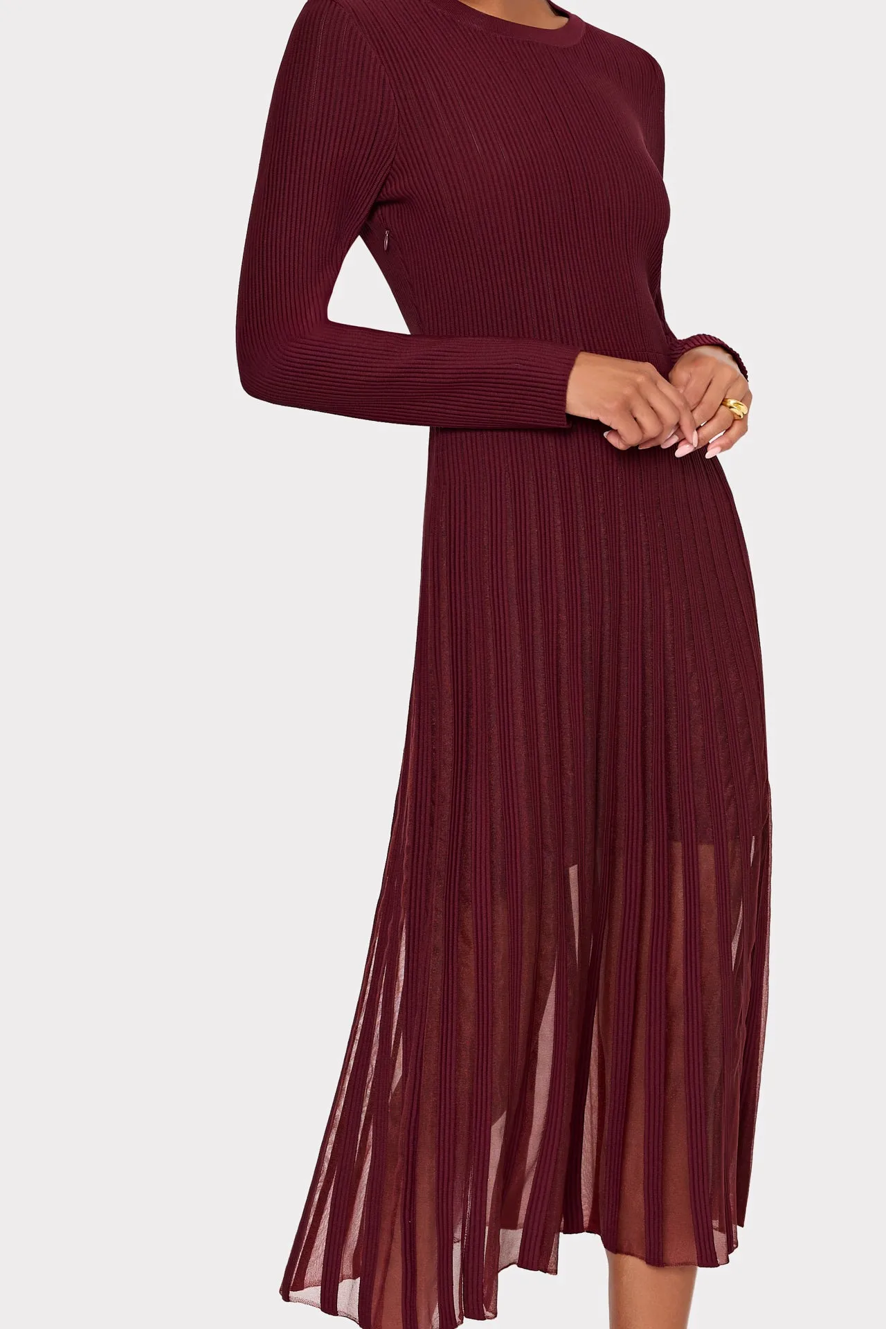 Sheer Knit Long Sleeve Midi Dress sold by Milly product image thumbnail 3