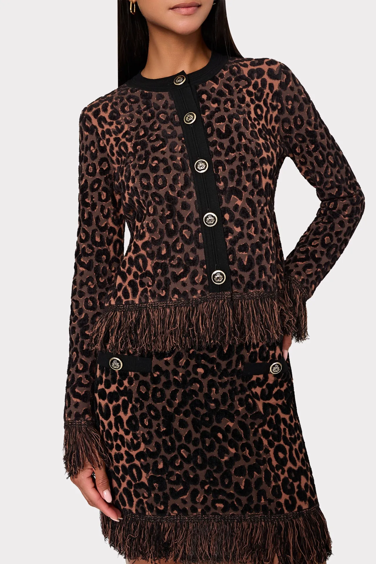 Leopard Fringe Knit Mini Skirt sold by Milly product image thumbnail 3