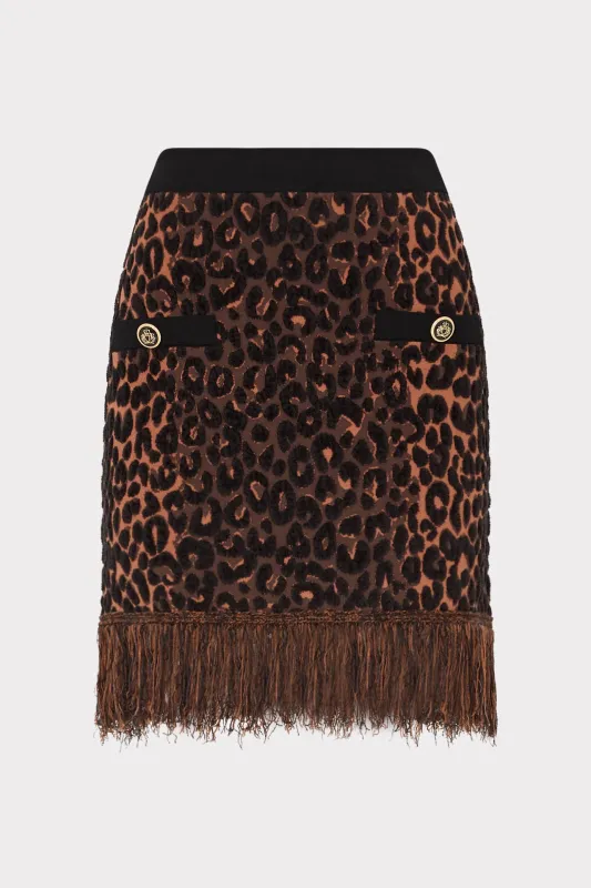Leopard Fringe Knit Mini Skirt sold by Milly