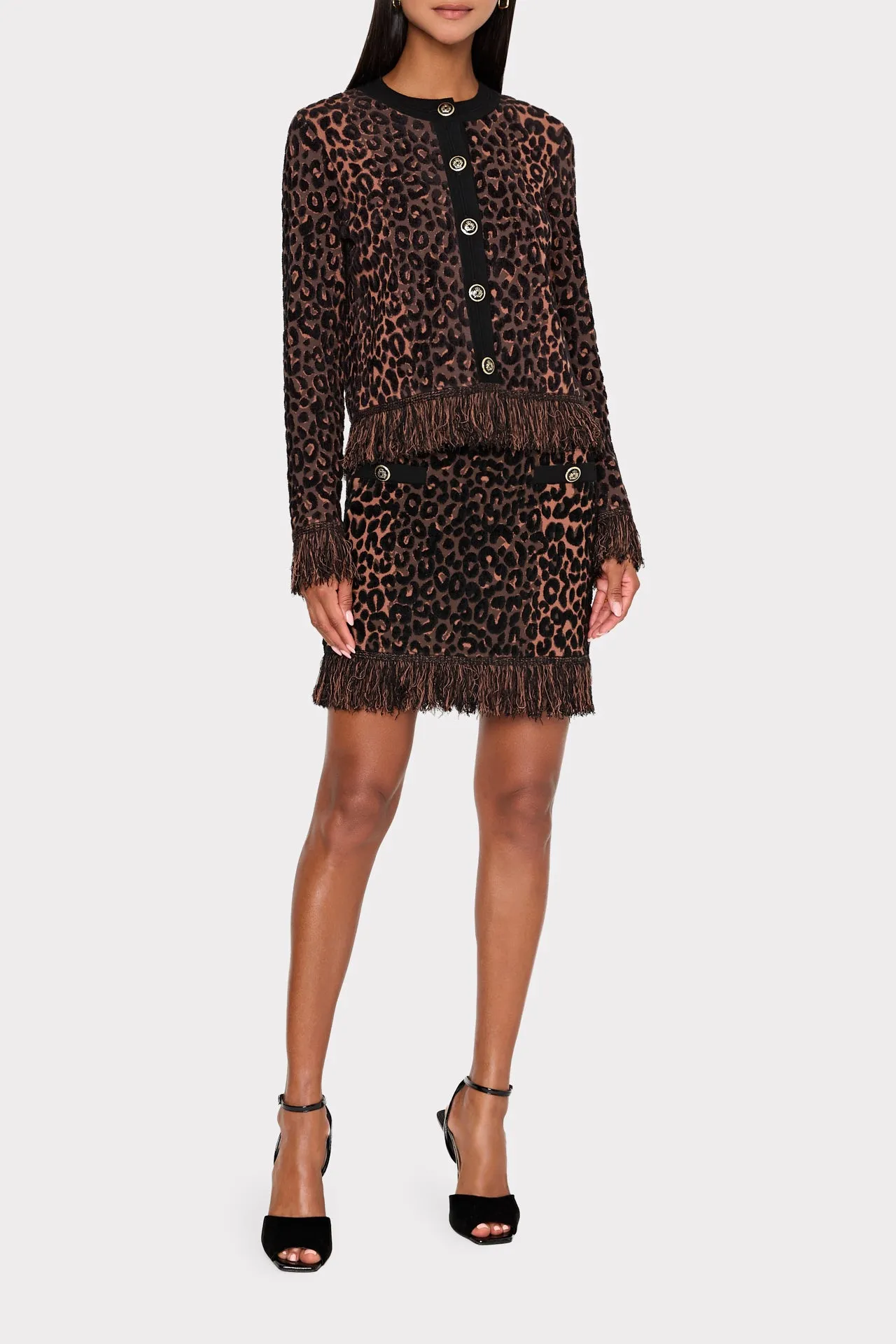 Leopard Fringe Knit Mini Skirt sold by Milly product image thumbnail 2