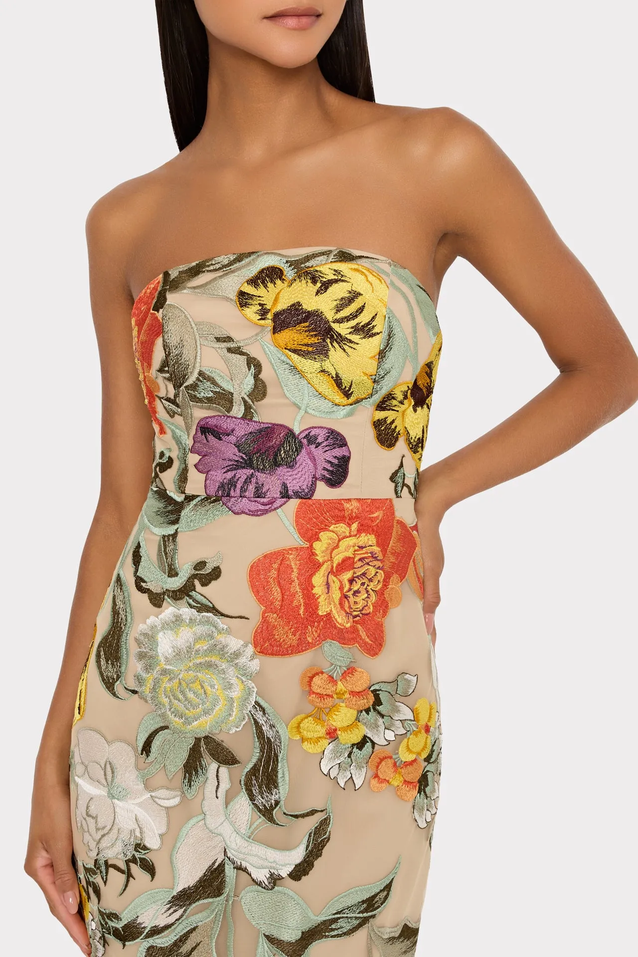 Shiloh Embroidered Midi Dress sold by Milly product image thumbnail 3