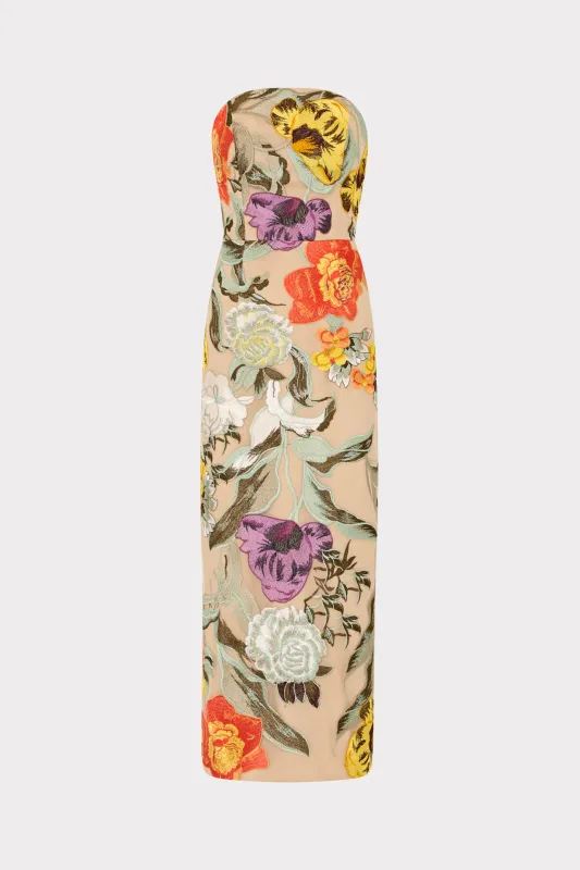 Shiloh Embroidered Midi Dress sold by Milly