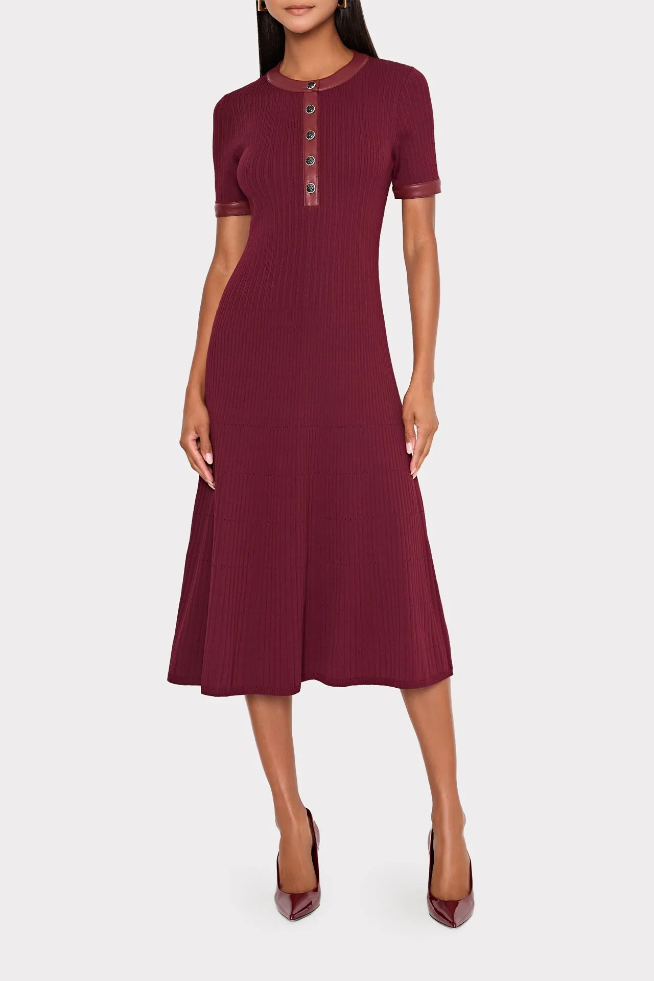 Leather Detail Knit Midi Dress sold by Milly product image thumbnail 2