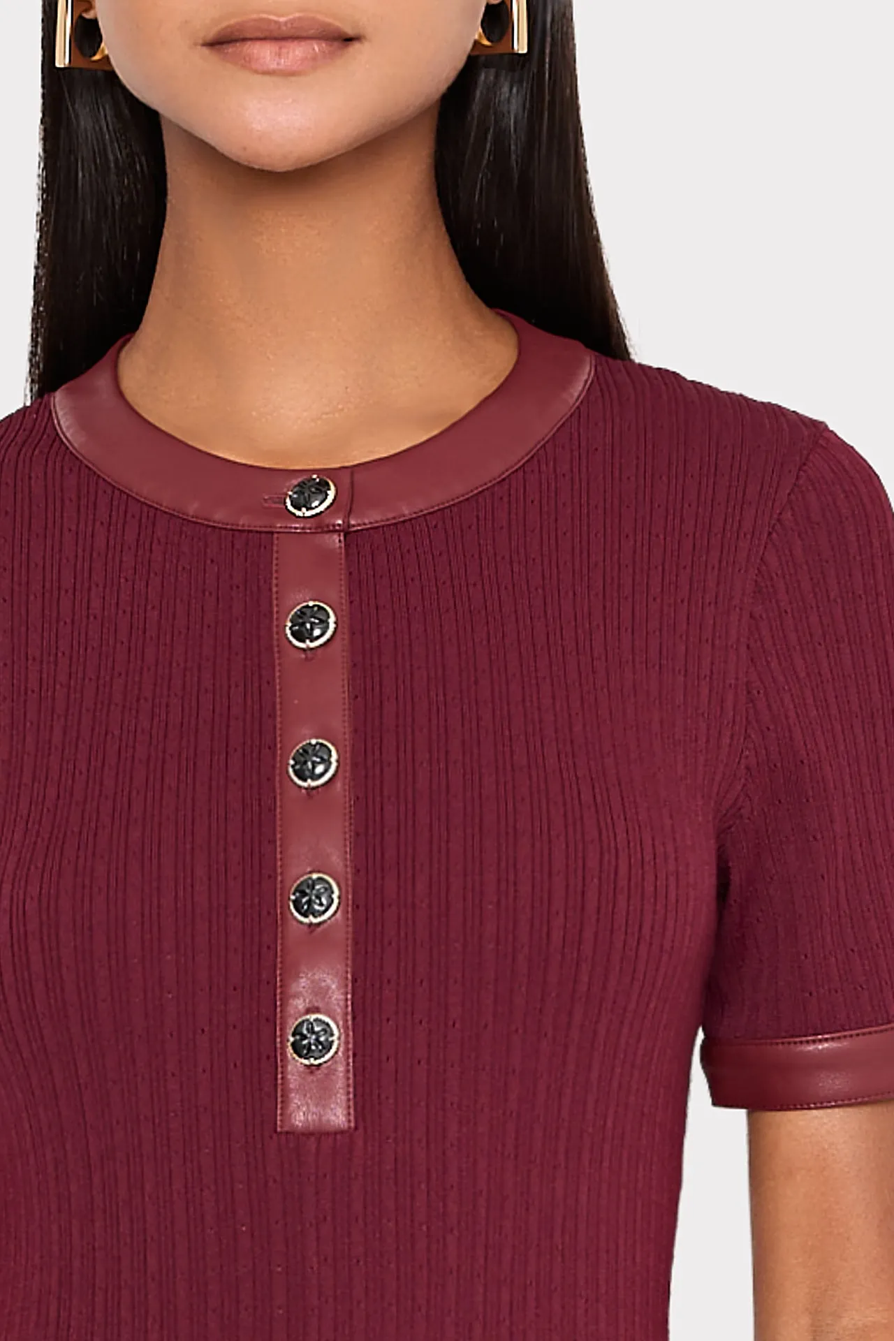 Leather Detail Knit Midi Dress sold by Milly product image thumbnail 4