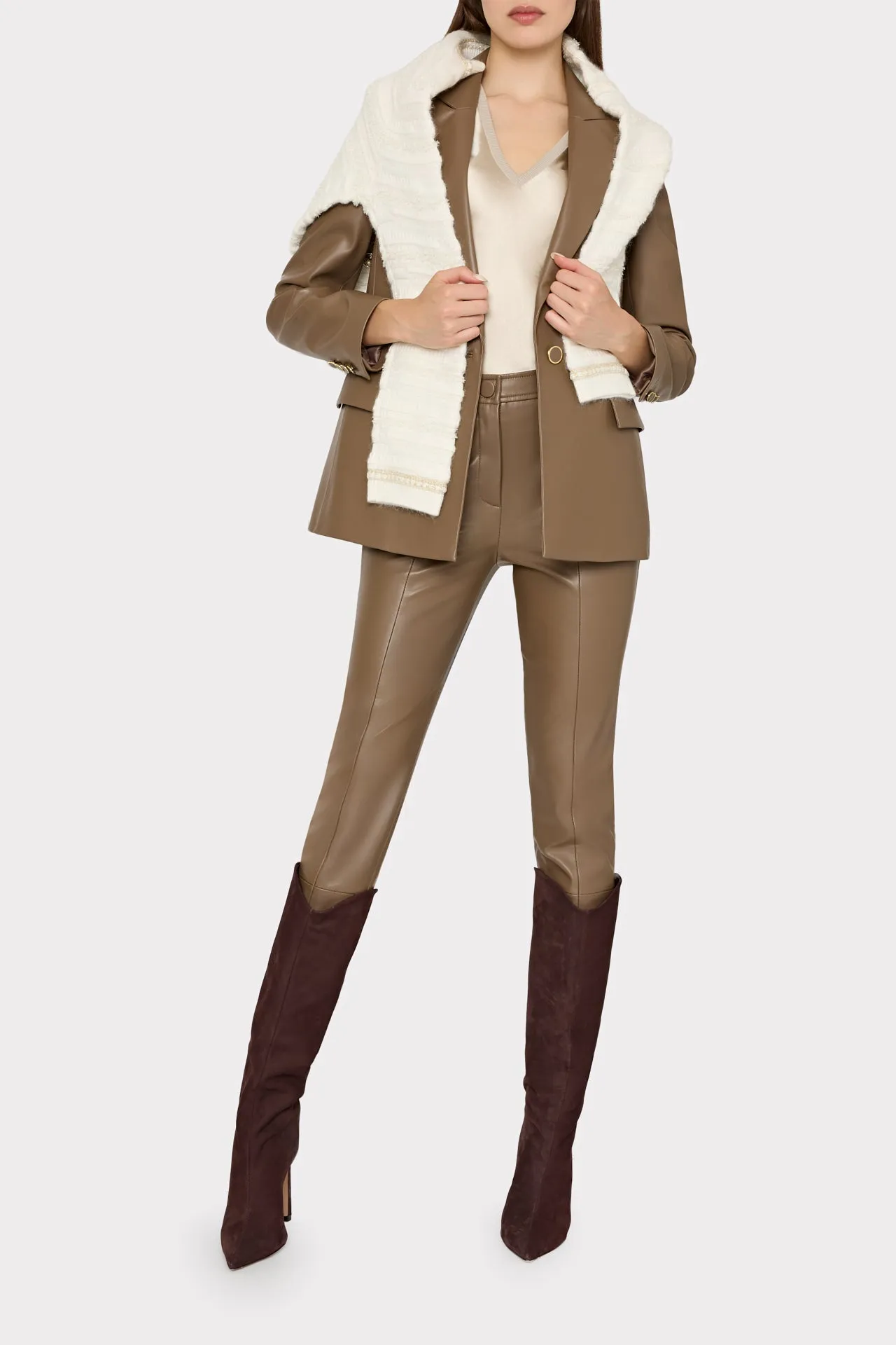 Alexa Vegan Leather Blazer sold by Milly product image thumbnail 3