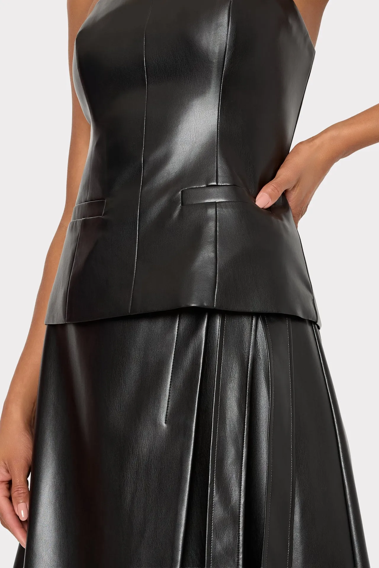 Vegan Leather Bow Midi Skirt sold by Milly product image thumbnail 3