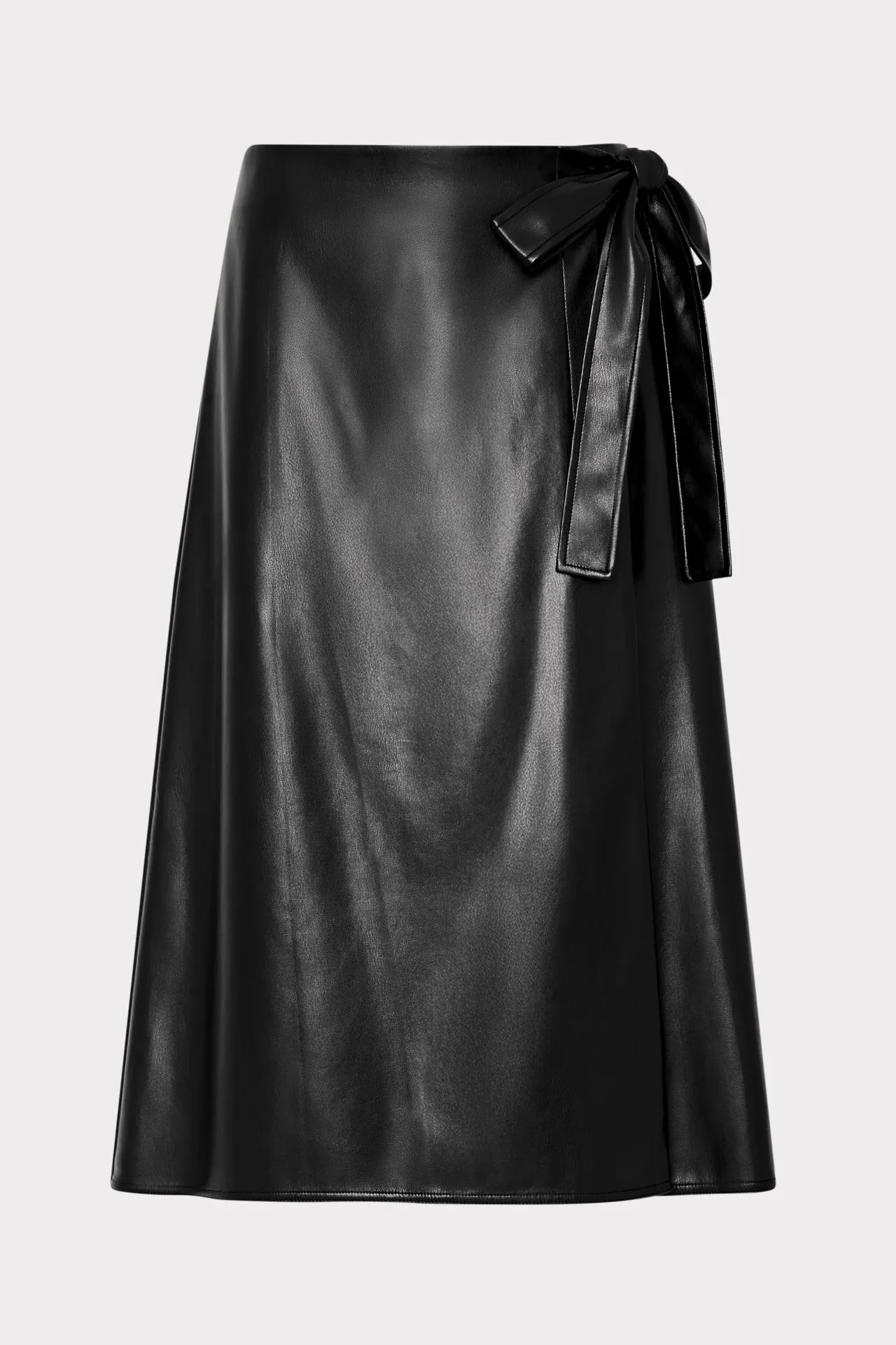 Vegan Leather Bow Midi Skirt sold by Milly