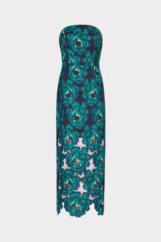 Kait Blue Bloom Midi Dress sold by Milly