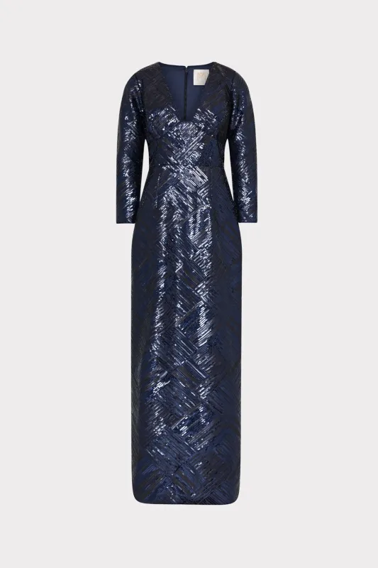 Jenna Long Sleeve Beaded Gown sold by Milly