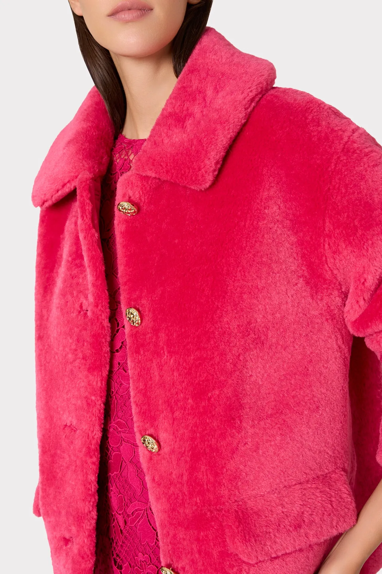 Short Faux Shearling Jacket sold by Milly product image thumbnail 4