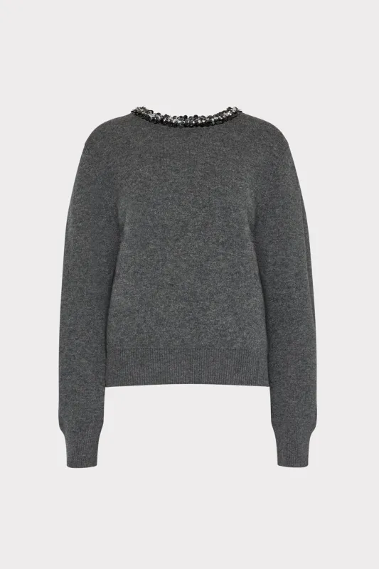 Embellished Crewneck Sweater sold by Milly