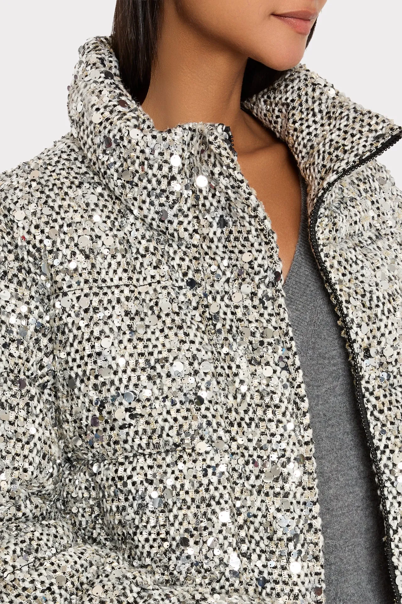 Hayes Sequin Tweed Puffer sold by Milly product image thumbnail 3