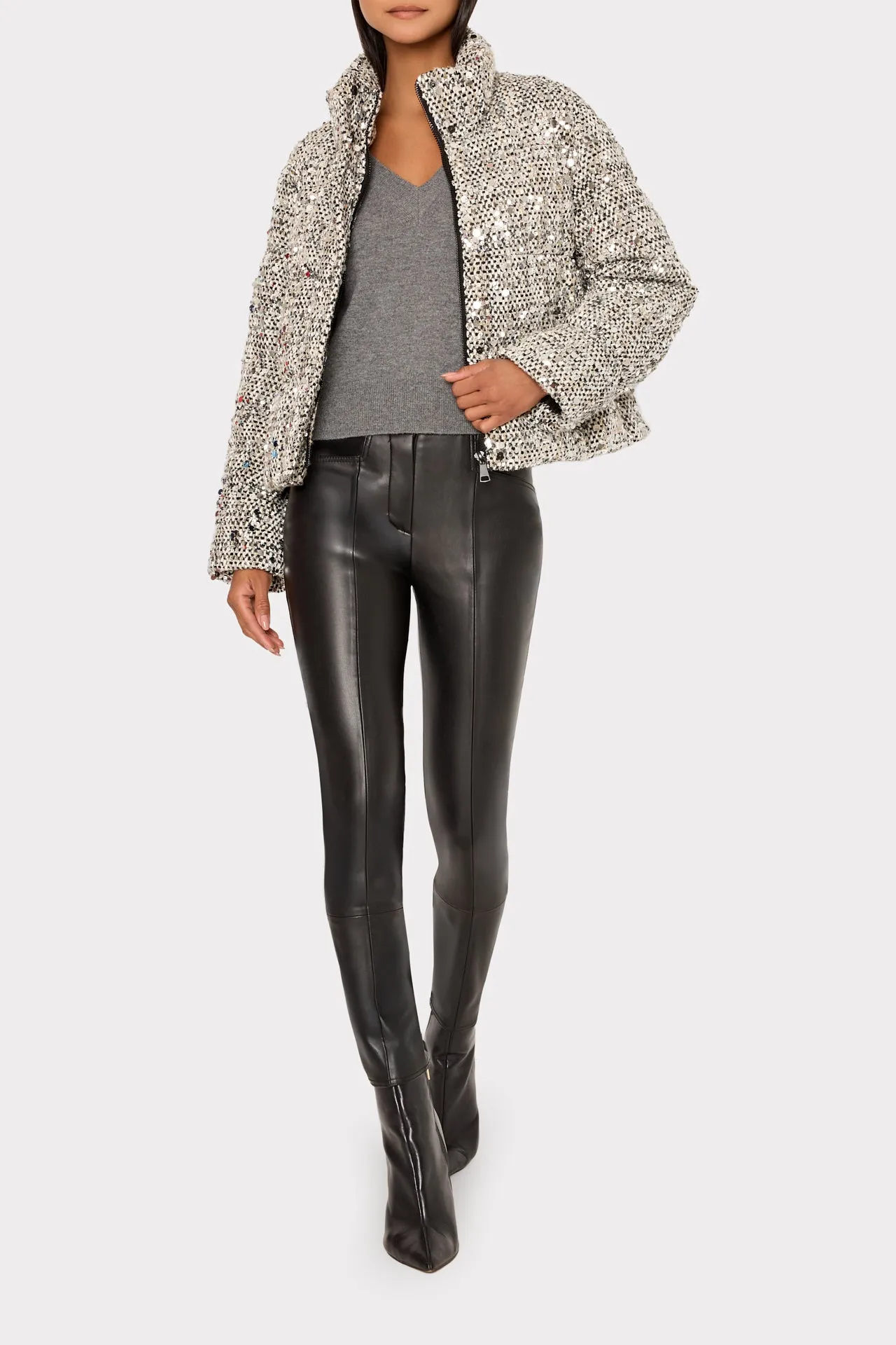 Hayes Sequin Tweed Puffer sold by Milly product image thumbnail 2