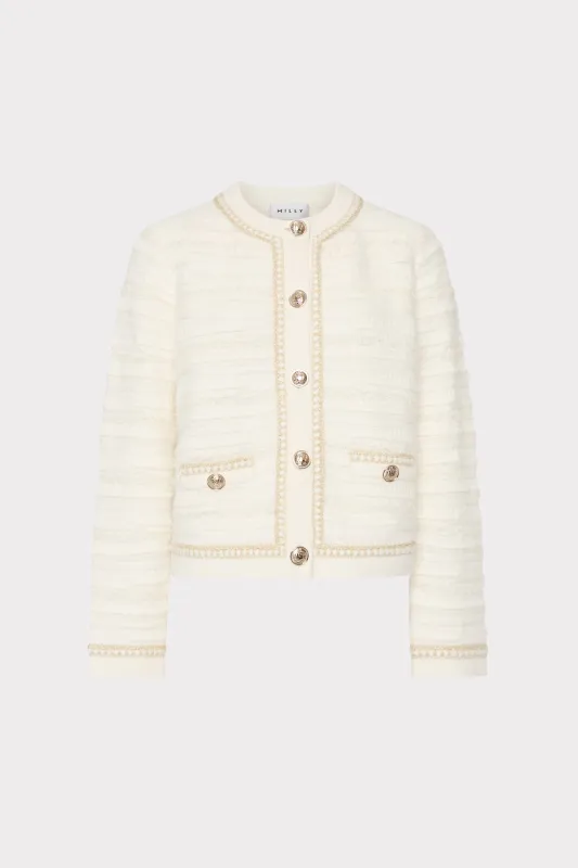 Metallic Detail Textured Knit Jacket sold by Milly