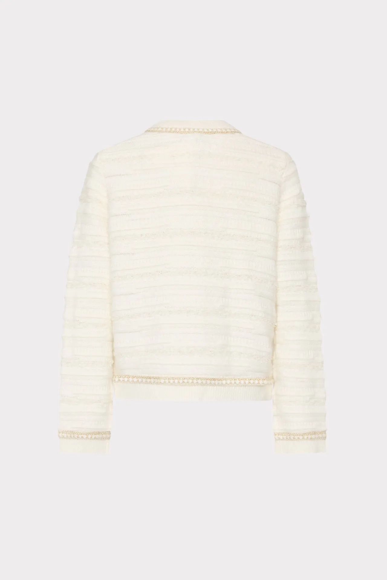 Metallic Detail Textured Knit Jacket sold by Milly product image thumbnail 4