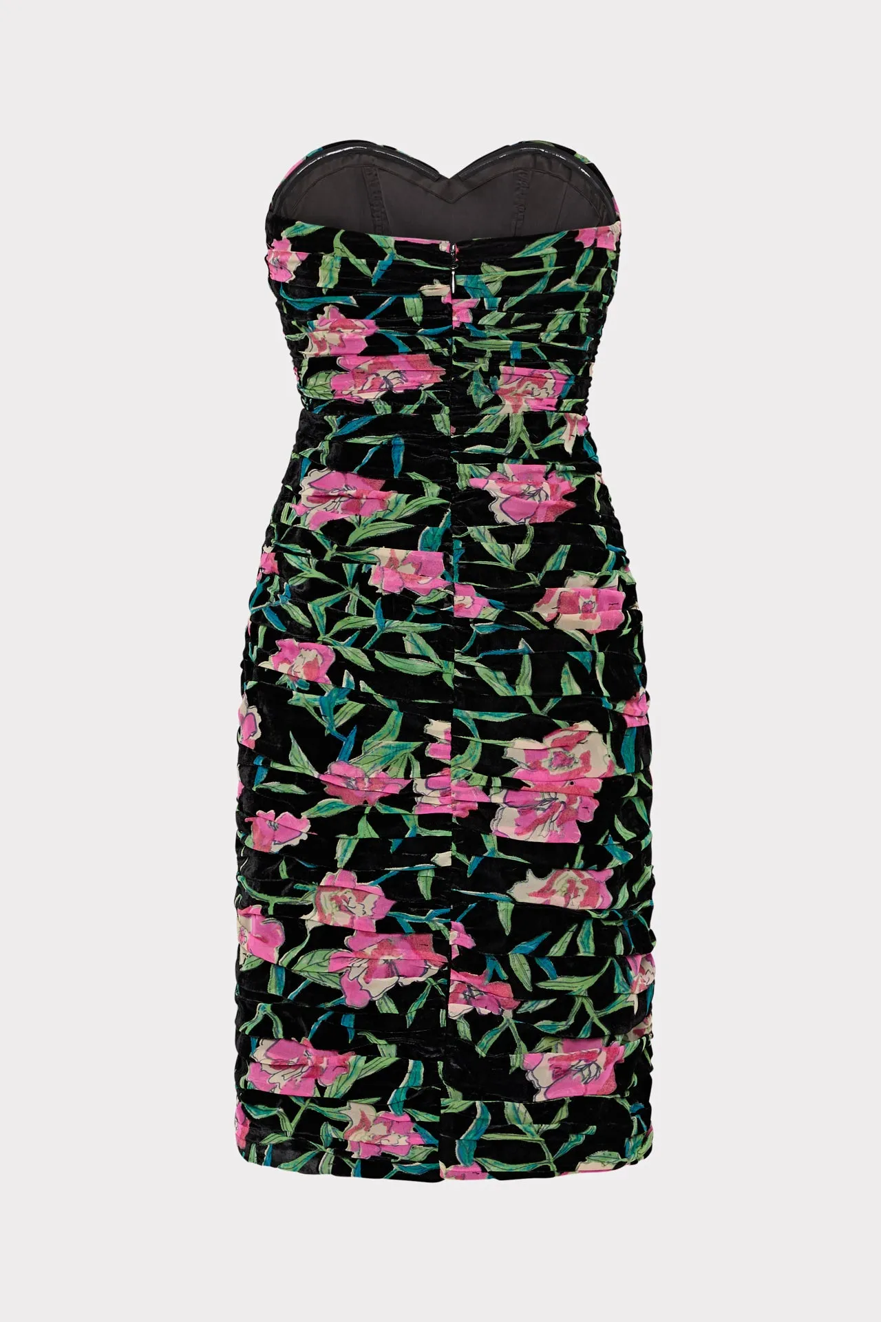 Chloe Burnout Velvet Ruched Midi Dress sold by Milly product image thumbnail 5