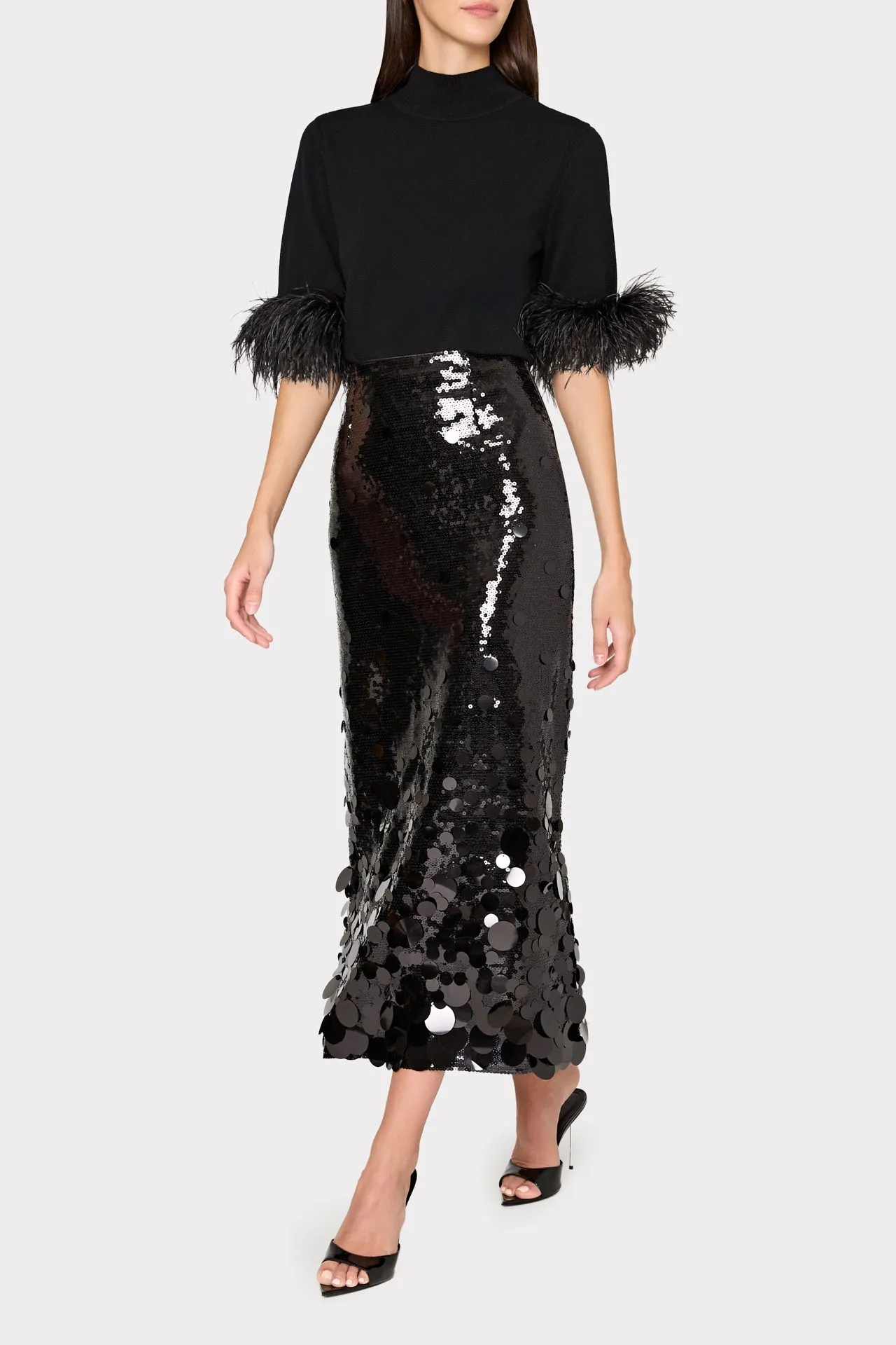 Short Sleeve Feather Mock Neck Sweater sold by Milly product image thumbnail 3