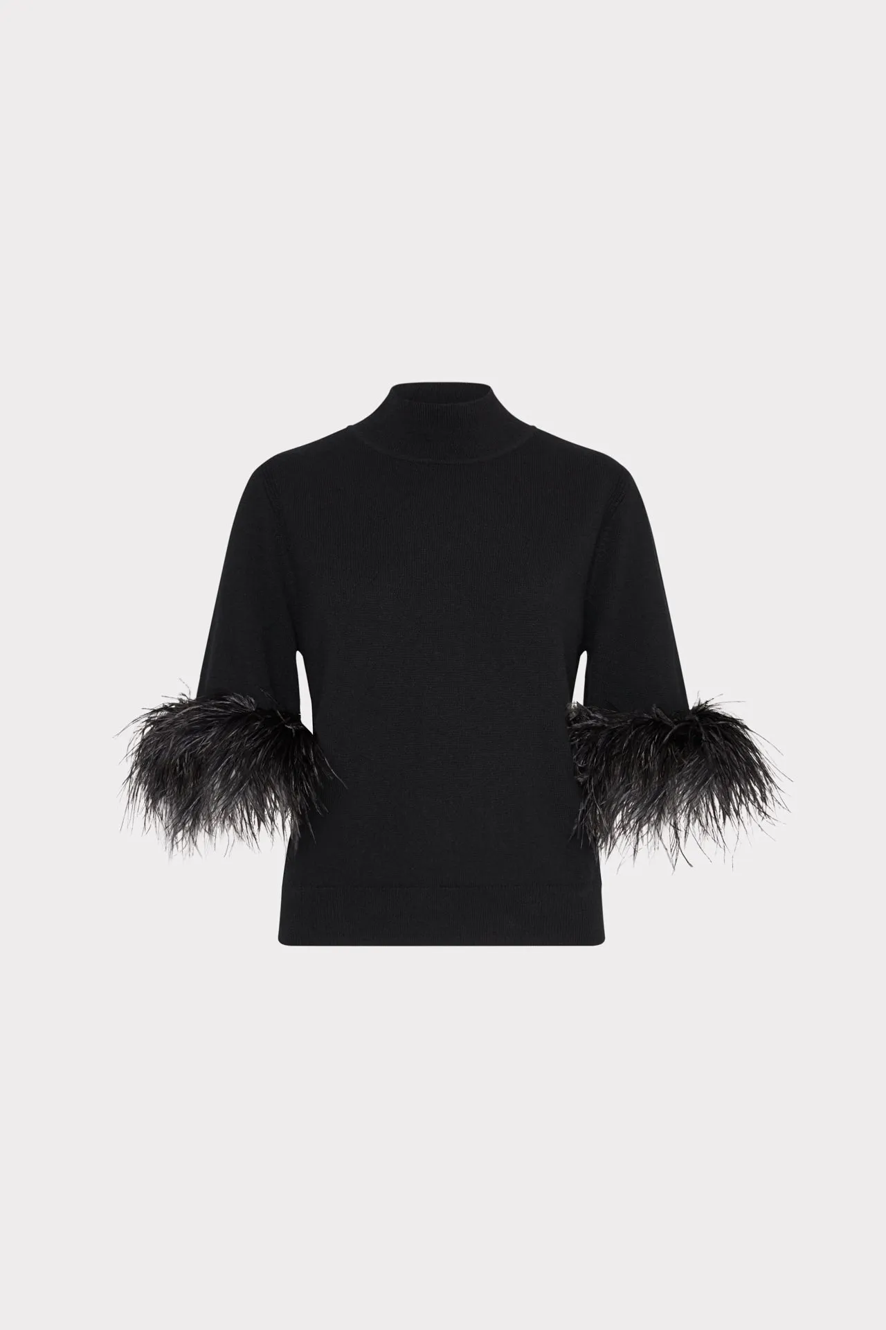 Short Sleeve Feather Mock Neck Sweater sold by Milly
