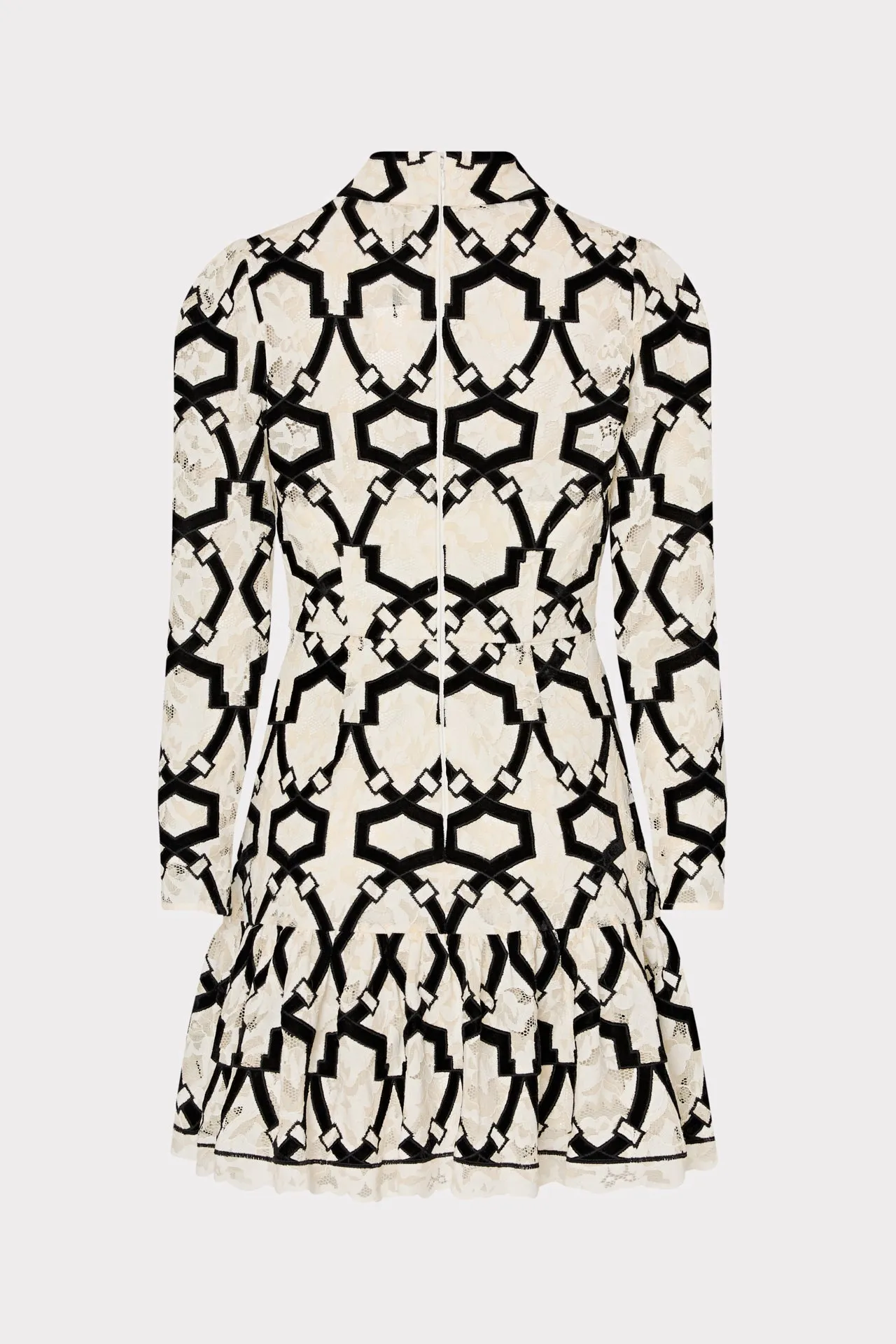 Willa Velvet Flocked Lace Mock Neck Dress sold by Milly product image thumbnail 5