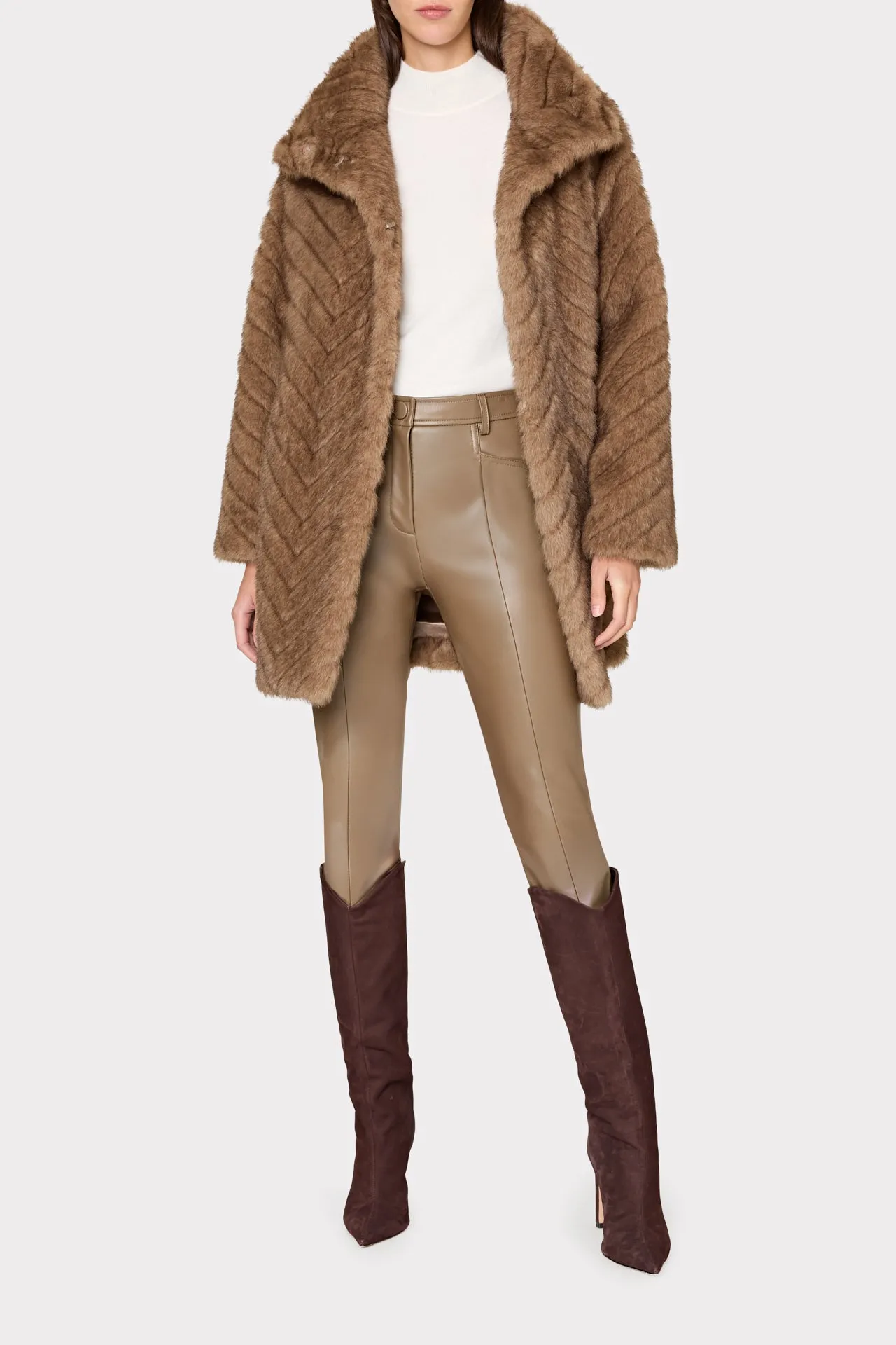 Dayna Chevron Fur Coat sold by Milly product image thumbnail 3