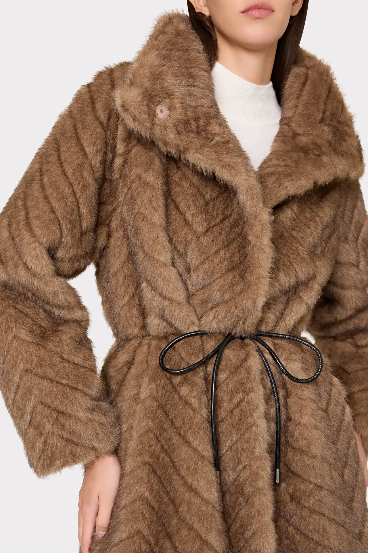 Dayna Chevron Fur Coat sold by Milly product image thumbnail 5