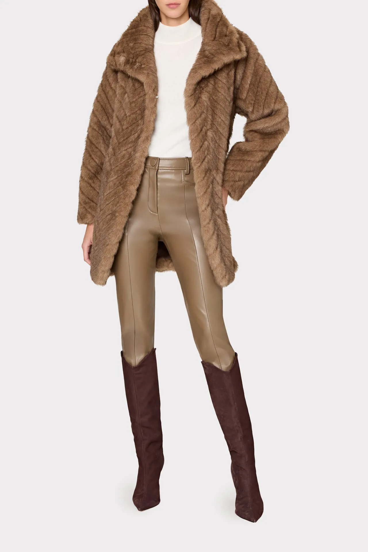 Dayna Chevron Fur Coat sold by Milly product image thumbnail 2