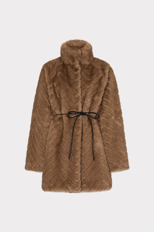 Dayna Chevron Fur Coat sold by Milly