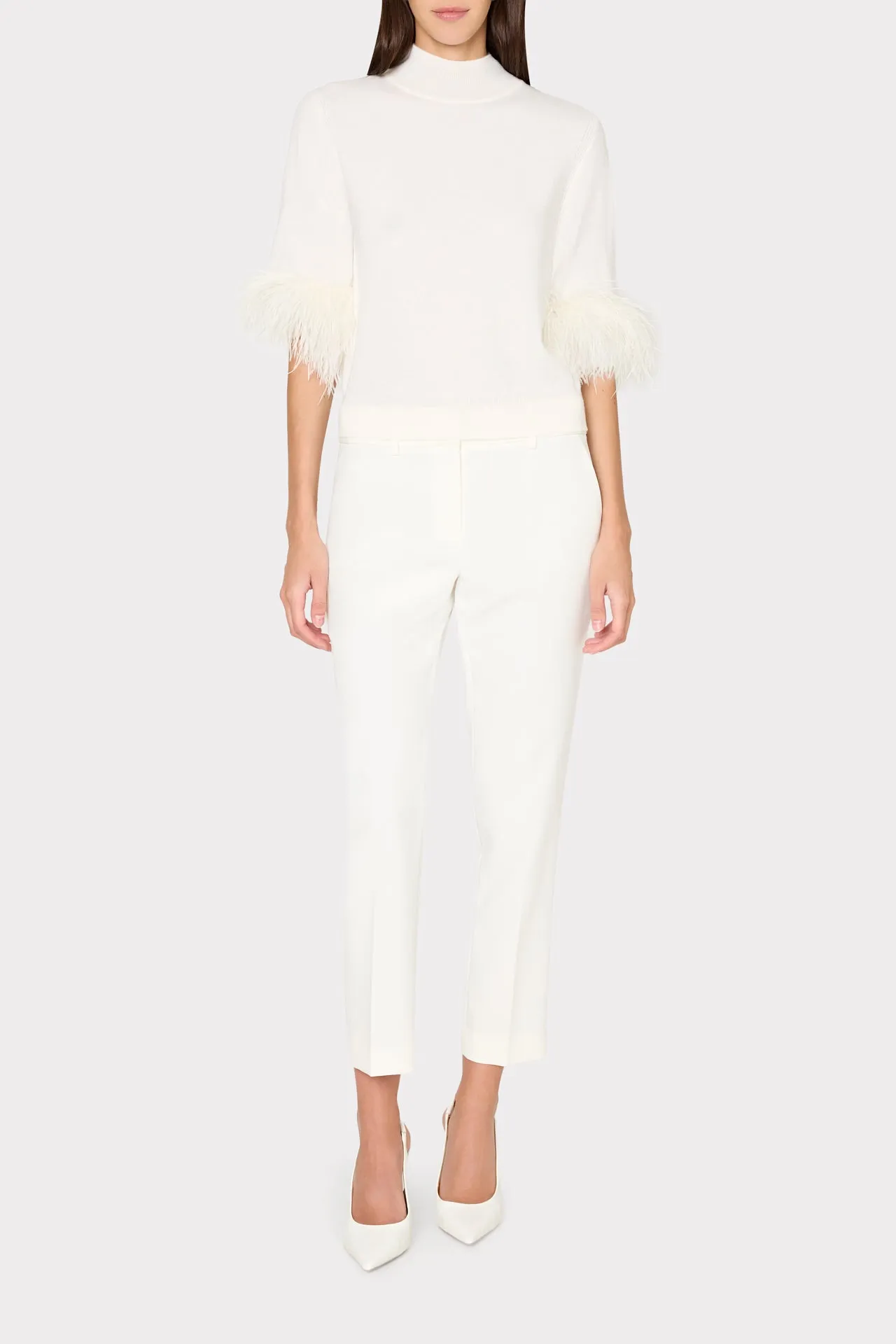 Short Sleeve Feather Mock Neck Sweater sold by Milly product image thumbnail 2