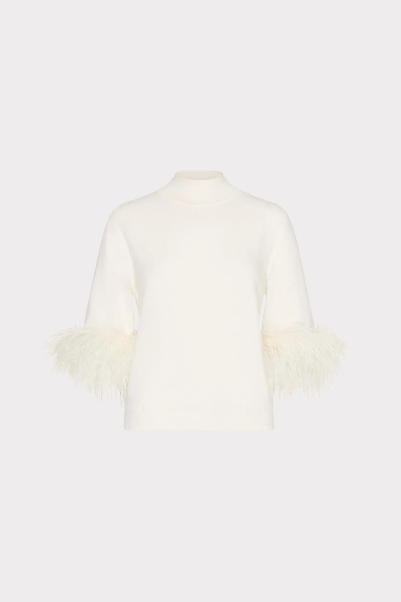 Short Sleeve Feather Mock Neck Sweater sold by Milly