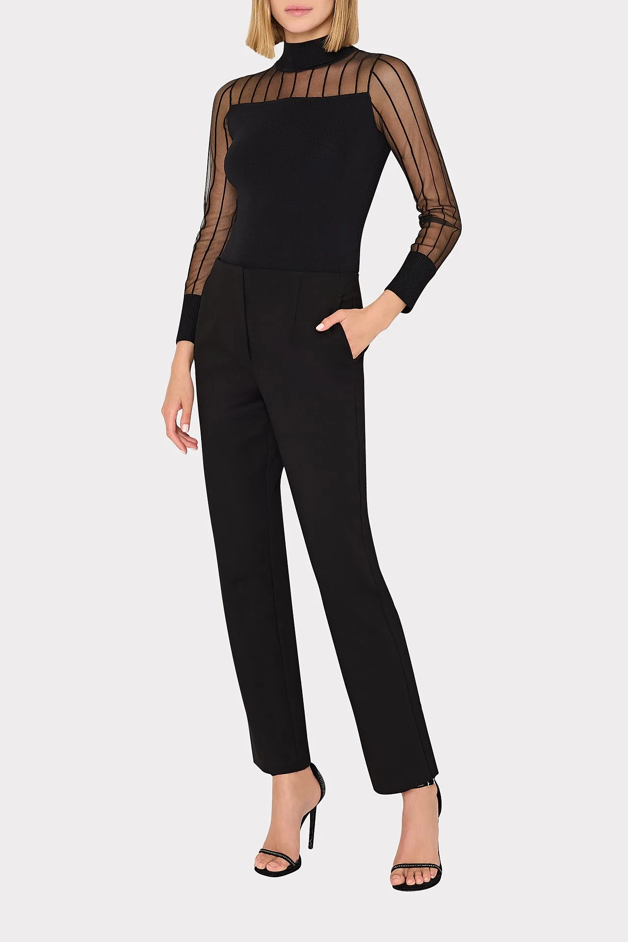 Krissy Sheer Knit Mock Neck Top sold by Milly product image thumbnail 2