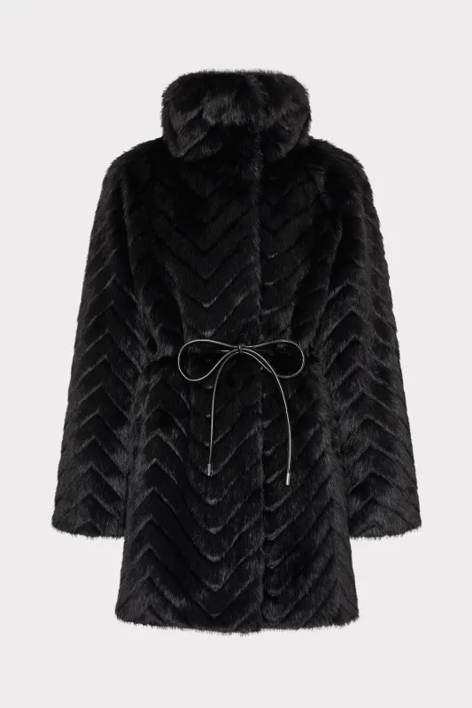 Dayna Chevron Fur Coat sold by Milly