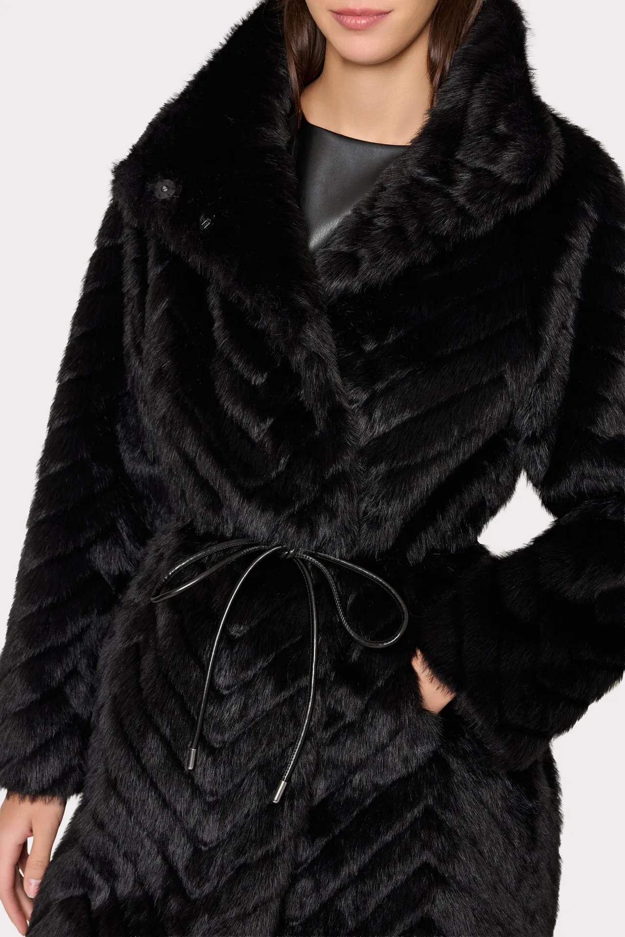 Dayna Chevron Fur Coat sold by Milly product image thumbnail 3
