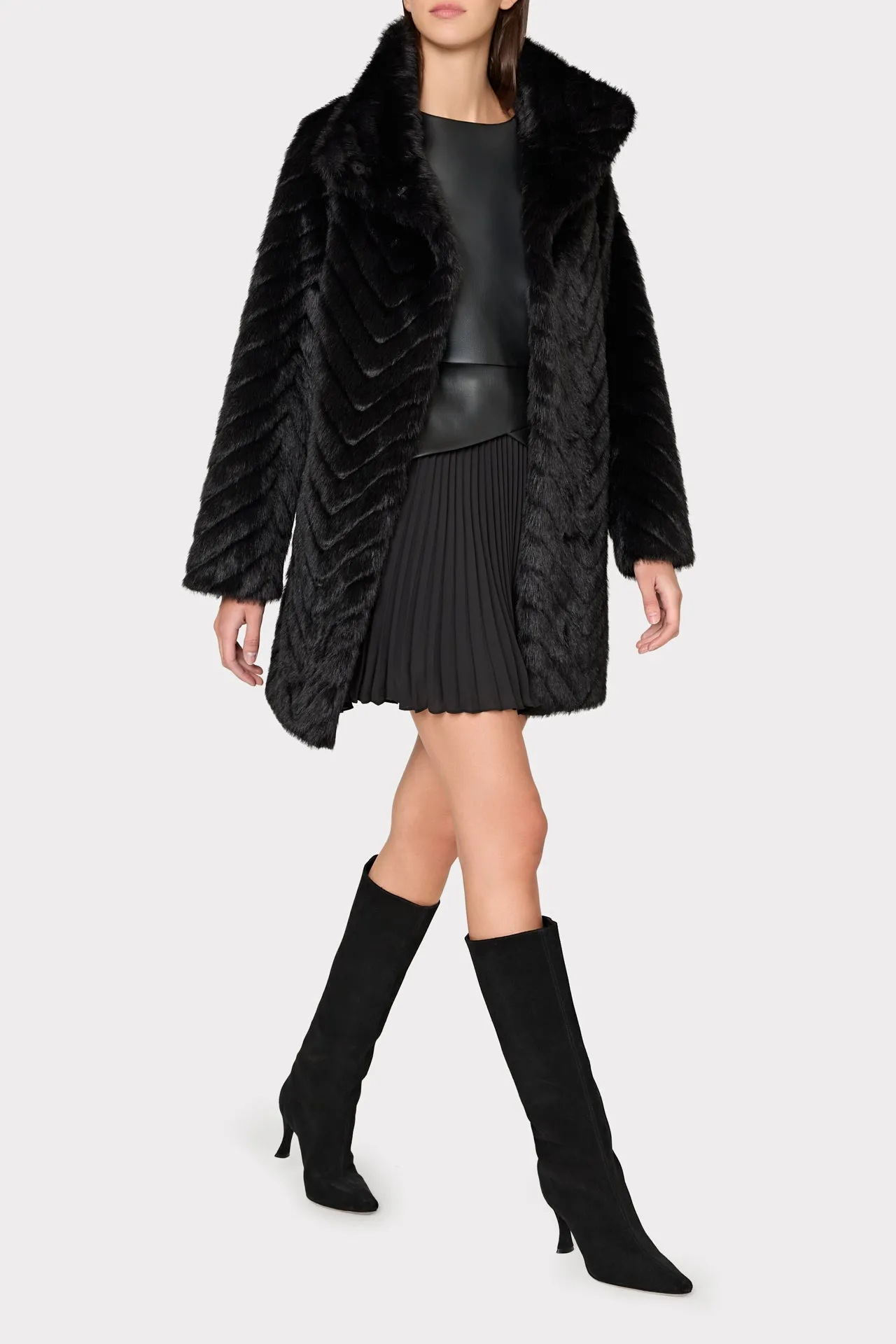 Dayna Chevron Fur Coat sold by Milly product image thumbnail 2