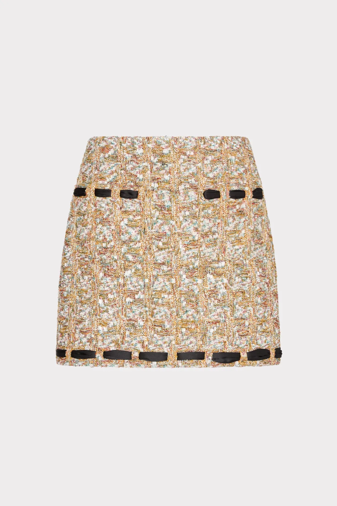 Romina Gold Tweed Ribbon Mini Skirt sold by Milly